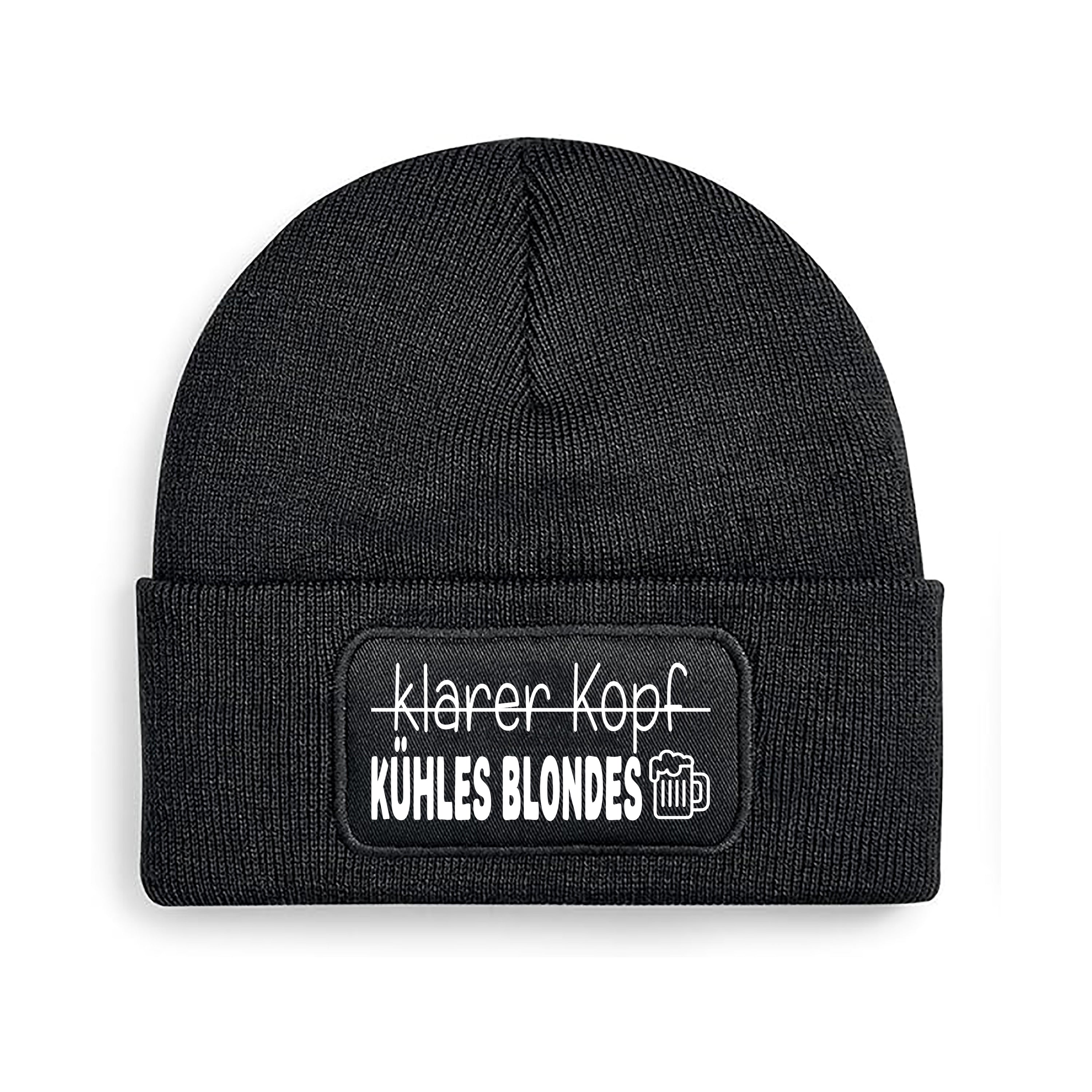Beanie Strickmütze mit Spruch | klarer Kopf - KÜHLES BLONDES | Farbwahl | Angenehm weich | Onesize