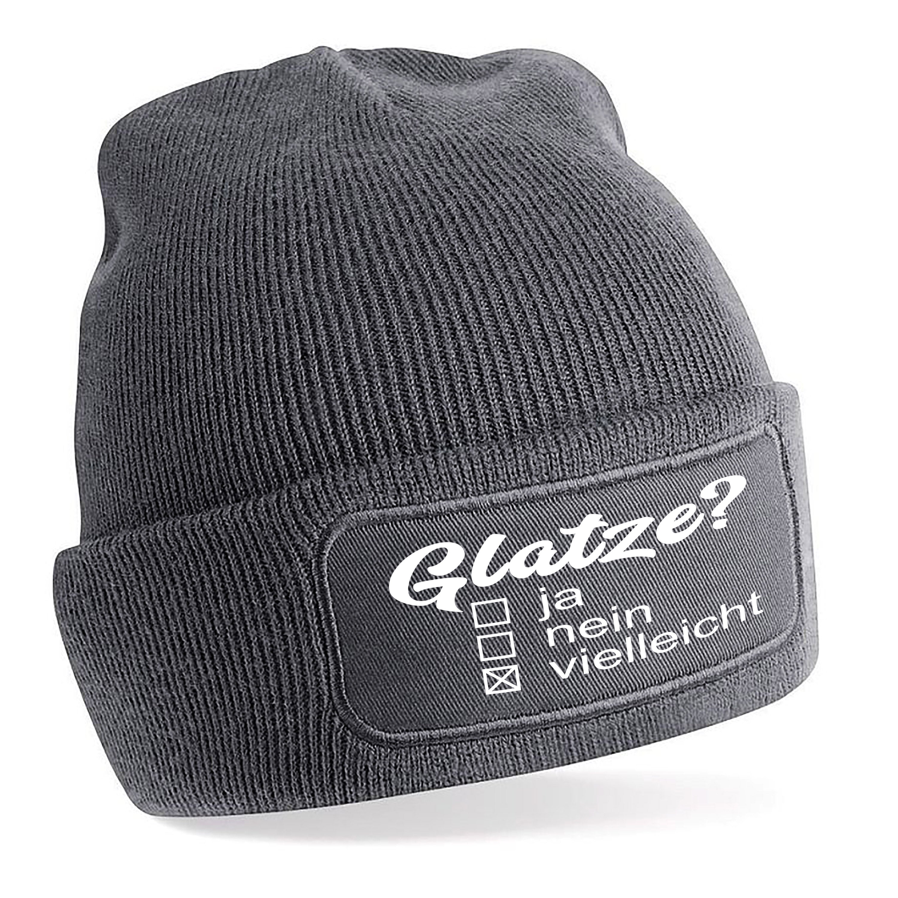 Beanie Strickmütze mit Spruch | Glatze? - ja, nein, vielleicht | Farbwahl | Angenehm weich | Onesize