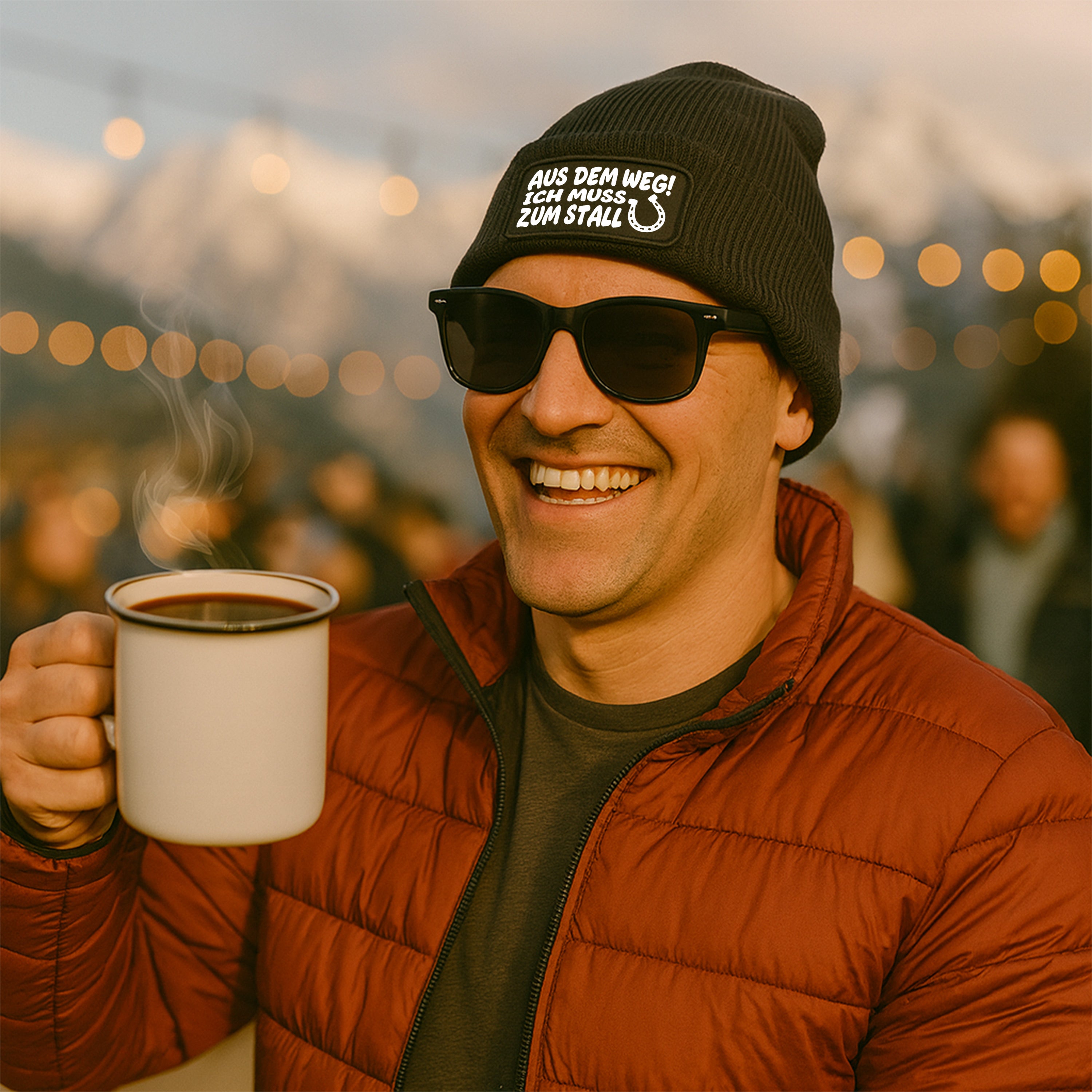 Beanie Strickmütze mit Spruch | Aus dem Weg! Ich muss zum Stall | Farbwahl | Angenehm weich | Onesize