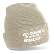 Beanie Strickmütze mit Spruch | Aus dem Weg! Ich muss zu meinen Kühen | Farbwahl | Angenehm weich | Onesize