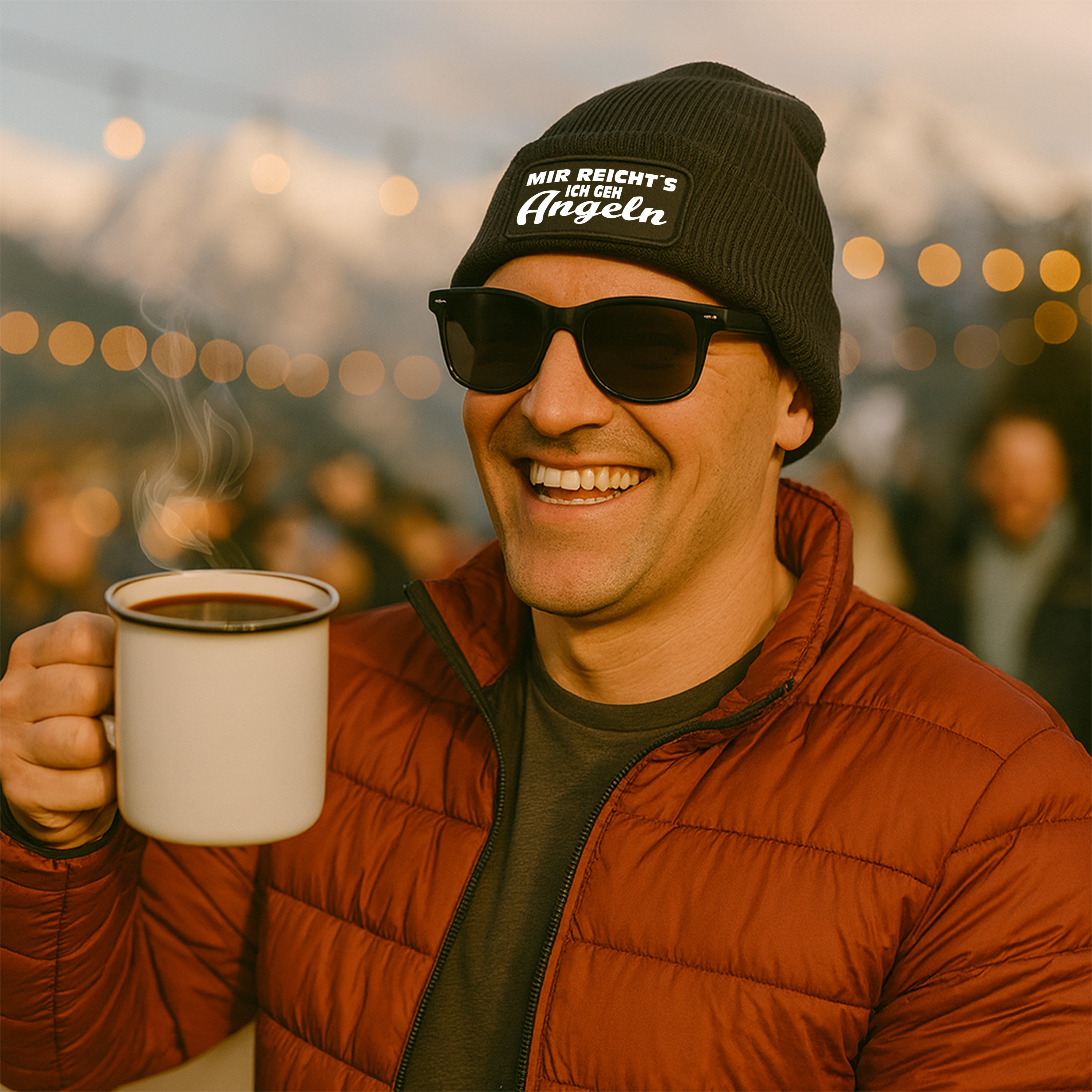 Beanie Strickmütze mit Spruch | Mir reicht´s - Ich geh Angeln | Farbwahl | Angenehm weich | Onesize