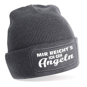 Beanie Strickmütze mit Spruch | Mir reicht´s - Ich geh Angeln | Farbwahl | Angenehm weich | Onesize