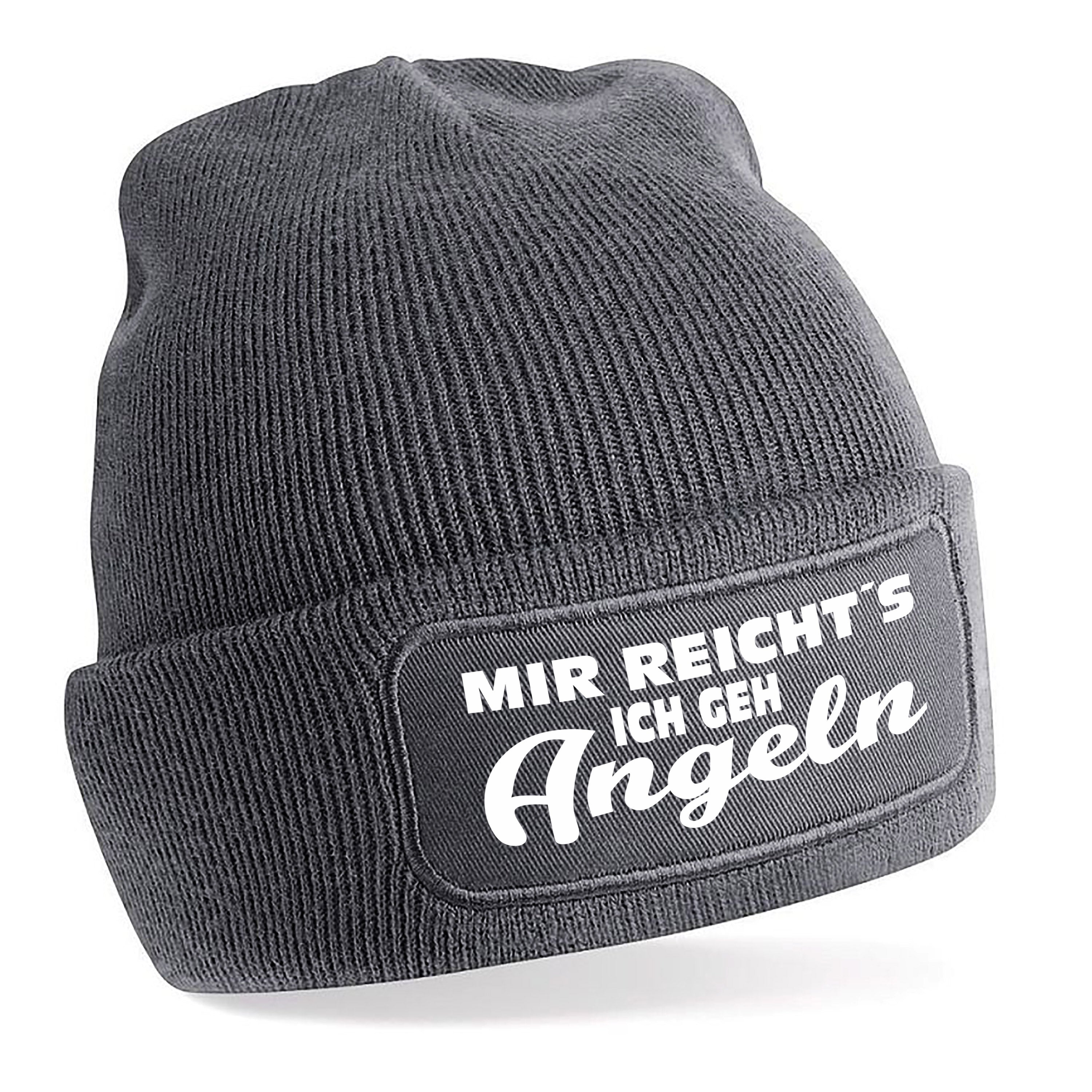 Beanie Strickmütze mit Spruch | Mir reicht´s - Ich geh Angeln | Farbwahl | Angenehm weich | Onesize