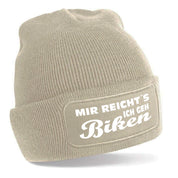 Beanie Strickmütze mit Spruch | Mir reicht´s - Ich geh Biken | Farbwahl | Angenehm weich | Onesize