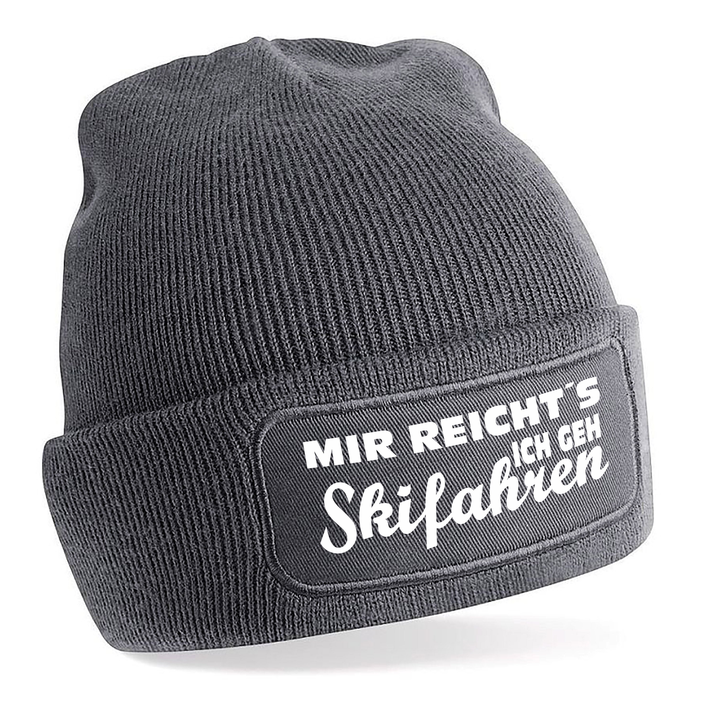 Beanie Strickmütze mit Spruch | Mir reicht´s - Ich geh Skifahren | Farbwahl | Angenehm weich | Onesize