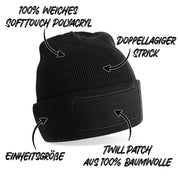 Beanie Strickmütze mit Spruch | Aufstehen Überleben Schlafen | Farbwahl | Angenehm weich | Onesize