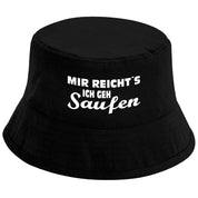 Bucket Hat Schwarz – Mir reicht´s ich geh saufen – Fischerhut mit Spruch – Unisex Einheitsgröße – Festivalhut / Sonnenhut für Damen & Herren
