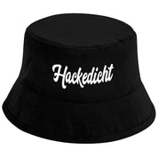 Bucket Hat Schwarz – Hackedicht – Fischerhut mit Spruch – Unisex Einheitsgröße – Festivalhut / Sonnenhut für Damen & Herren
