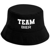 Bucket Hat Schwarz – Team Bier – Fischerhut mit Spruch – Unisex Einheitsgröße – Festivalhut / Sonnenhut für Damen & Herren