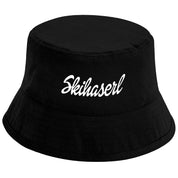 Bucket Hat Schwarz – Skihaserl – Fischerhut mit Spruch – Unisex Einheitsgröße – Festivalhut / Sonnenhut für Damen & Herren