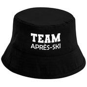 Bucket Hat Schwarz – Team Après-Ski – Fischerhut mit Spruch – Unisex Einheitsgröße – Festivalhut / Sonnenhut für Damen & Herren