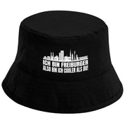 Bucket Hat Schwarz – Ich bin Freiburger also bin ich cooler als du! – Fischerhut mit Spruch – Unisex Einheitsgröße – Festivalhut / Sonnenhut für Damen & Herren