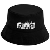 Bucket Hat Schwarz – Ich bin Kölner also bin ich cooler als du! – Fischerhut mit Spruch – Unisex Einheitsgröße – Festivalhut / Sonnenhut für Damen & Herren