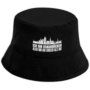 Bucket Hat Schwarz – Ich bin Osnabrücker also bin ich cooler als du! – Fischerhut mit Spruch – Unisex Einheitsgröße – Festivalhut / Sonnenhut für Damen & Herren