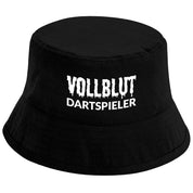 Bucket Hat Schwarz – Vollblut Dartspieler – Fischerhut mit Spruch – Unisex Einheitsgröße – Festivalhut / Sonnenhut für Damen & Herren