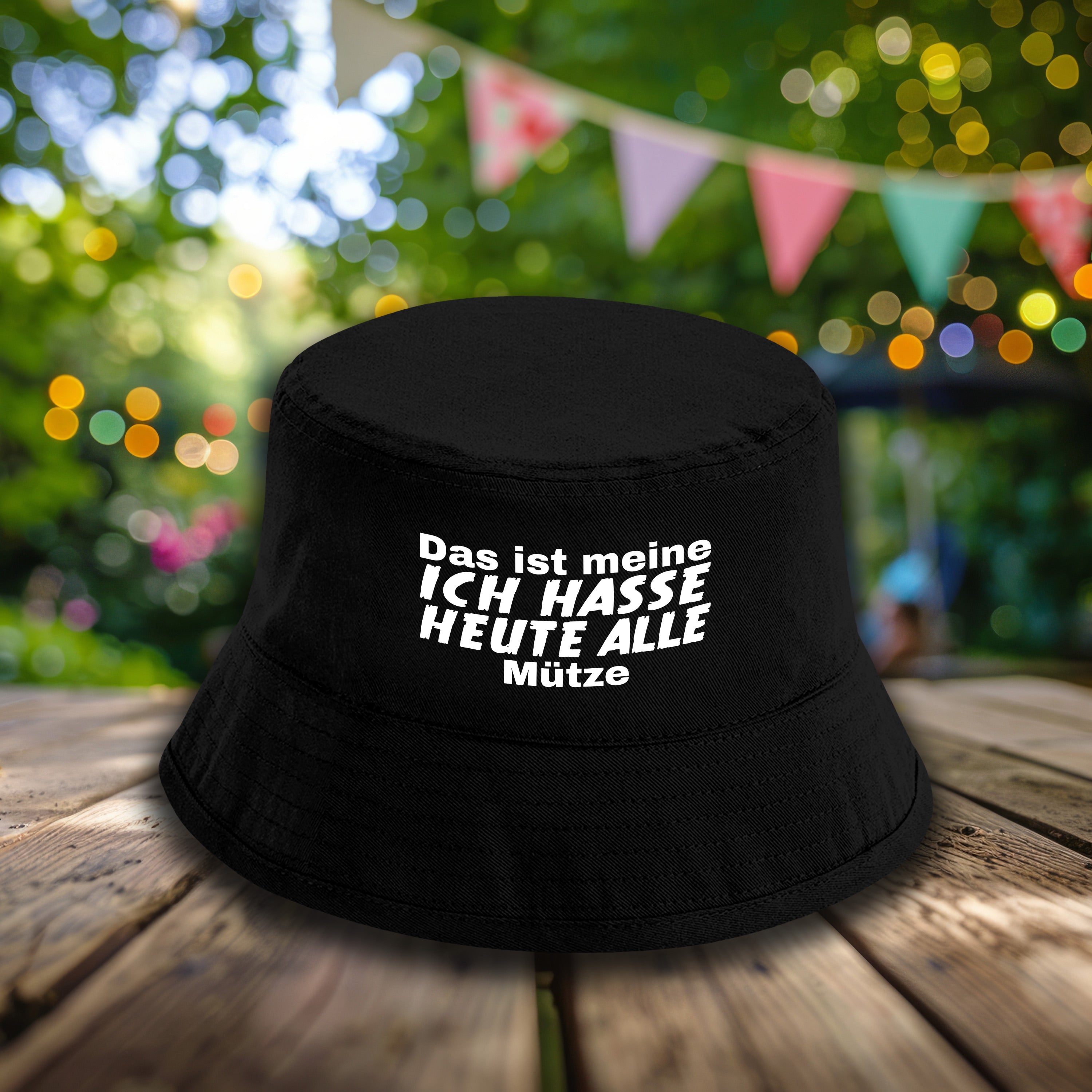 Bucket Hat Schwarz – Das ist meine: Ich hasse heute alle - Mütze – Fischerhut mit Spruch – Unisex Einheitsgröße – Festivalhut / Sonnenhut für Damen & Herren