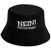 Bucket Hat Schwarz – Nein! Sonst noch Fragen? – Fischerhut mit Spruch – Unisex Einheitsgröße – Festivalhut / Sonnenhut für Damen & Herren