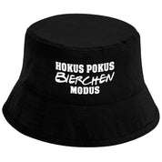 Bucket Hat Schwarz – Hokus Pokus Bierchen Modus – Fischerhut mit Spruch – Unisex Einheitsgröße – Festivalhut / Sonnenhut für Damen & Herren