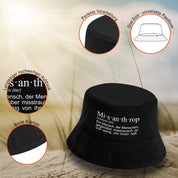 Bucket Hat Schwarz – Mi·s·an·th·rop – Fischerhut mit Spruch – Unisex Einheitsgröße – Festivalhut / Sonnenhut für Damen & Herren