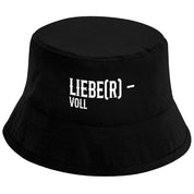 Bucket Hat Schwarz – Liebe(R) - voll – Fischerhut mit Spruch – Unisex Einheitsgröße – Festivalhut / Sonnenhut für Damen & Herren