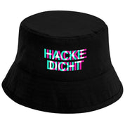 Bucket Hat Schwarz – Hacke Dicht - Rauscheffekt – Fischerhut mit Spruch – Unisex Einheitsgröße – Festivalhut / Sonnenhut für Damen & Herren