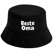 Bucket Hat Schwarz – Beste Oma – Fischerhut mit Spruch – Unisex Einheitsgröße – Festivalhut / Sonnenhut für Damen & Herren