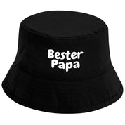 Bucket Hat Schwarz – Bester Papa – Fischerhut mit Spruch – Unisex Einheitsgröße – Festivalhut / Sonnenhut für Damen & Herren