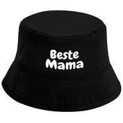 Bucket Hat Schwarz – Beste Mama – Fischerhut mit Spruch – Unisex Einheitsgröße – Festivalhut / Sonnenhut für Damen & Herren