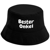 Bucket Hat Schwarz – Bester Onkel – Fischerhut mit Spruch – Unisex Einheitsgröße – Festivalhut / Sonnenhut für Damen & Herren