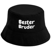 Bucket Hat Schwarz – Bester Bruder – Fischerhut mit Spruch – Unisex Einheitsgröße – Festivalhut / Sonnenhut für Damen & Herren