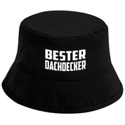 Bucket Hat Schwarz – Bester Dachdecker – Fischerhut mit Spruch – Unisex Einheitsgröße – Festivalhut / Sonnenhut für Damen & Herren