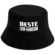 Bucket Hat Schwarz – Beste LKW Fahrerin – Fischerhut mit Spruch – Unisex Einheitsgröße – Festivalhut / Sonnenhut für Damen & Herren