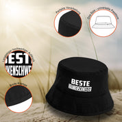 Bucket Hat Schwarz – Beste Krankenschwester – Fischerhut mit Spruch – Unisex Einheitsgröße – Festivalhut / Sonnenhut für Damen & Herren