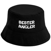 Bucket Hat Schwarz – Bester Angler – Fischerhut mit Spruch – Unisex Einheitsgröße – Festivalhut / Sonnenhut für Damen & Herren