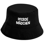 Bucket Hat Schwarz – Pferdemädchen – Fischerhut mit Spruch – Unisex Einheitsgröße – Festivalhut / Sonnenhut für Damen & Herren