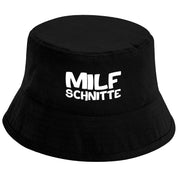 Bucket Hat Schwarz – Milf Schnitte – Fischerhut mit Spruch – Unisex Einheitsgröße – Festivalhut / Sonnenhut für Damen & Herren