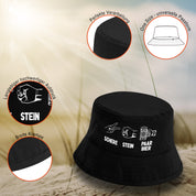 Bucket Hat Schwarz – Schere - Stein - Paar Bier – Fischerhut mit Spruch – Unisex Einheitsgröße – Festivalhut / Sonnenhut für Damen & Herren