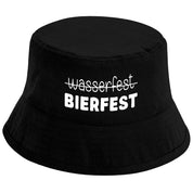 Bucket Hat Schwarz – wasserfest - BIERFEST – Fischerhut mit Spruch – Unisex Einheitsgröße – Festivalhut / Sonnenhut für Damen & Herren