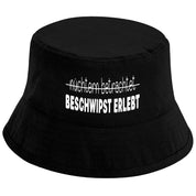 Bucket Hat Schwarz – nüchtern betrachtet - BESCHWIPST ERLEBT  – Fischerhut mit Spruch – Unisex Einheitsgröße – Festivalhut / Sonnenhut für Damen & Herren