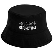 Bucket Hat Schwarz – gefühlvoll - GEFÜHLT VOLL – Fischerhut mit Spruch – Unisex Einheitsgröße – Festivalhut / Sonnenhut für Damen & Herren