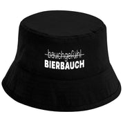 Bucket Hat Schwarz – bauchgefühl - BIERBAUCH – Fischerhut mit Spruch – Unisex Einheitsgröße – Festivalhut / Sonnenhut für Damen & Herren