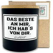 Duftkerze mit Spruch – Das Beste an mir, ich hab’s von dir – Geschenk für Mama, Muttertag, handgemachte Sojakerze im Glas, nachhaltig, optional mit personalisiertem Bambusdeckel
