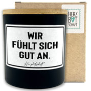 Duftkerze mit Spruch – Wir fühlt sich gut an. – Geschenk für Mama, Muttertag, handgemachte Sojakerze im Glas, nachhaltig, optional mit personalisiertem Bambusdeckel