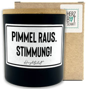 Duftkerze mit Spruch – Pimmel raus. Stimmung! – originelles Geschenk, handgemachte Sojakerze im Glas, nachhaltig, optional mit personalisiertem Bambusdeckel