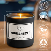 Personalisierte Duftkerze – Dein Wunschtext unter dem Herz – originelles Geschenk, handgemachte Sojakerze im Glas, nachhaltig, optional mit personalisiertem Bambusdeckel