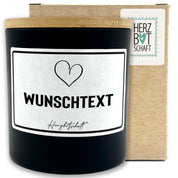 Personalisierte Duftkerze – Dein Wunschtext unter dem Herz – originelles Geschenk, handgemachte Sojakerze im Glas, nachhaltig, optional mit personalisiertem Bambusdeckel
