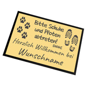 personalisierte Fußmatte mit Wunschname - Bitte Schuhe und Pfoten abtreten! - für innen und außen | 60x40cm