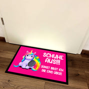 Fußmatte mit Motiv - Schuhe aus!!! Sonst brat ich dir eins über! - für innen und außen | 60x40cm