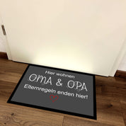 Fußmatte mit Motiv - Hier wohnen Oma & Opa - Elternregeln enden hier! - für innen und außen | 60x40cm