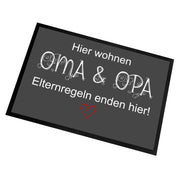 Fußmatte mit Motiv - Hier wohnen Oma & Opa - Elternregeln enden hier! - für innen und außen | 60x40cm